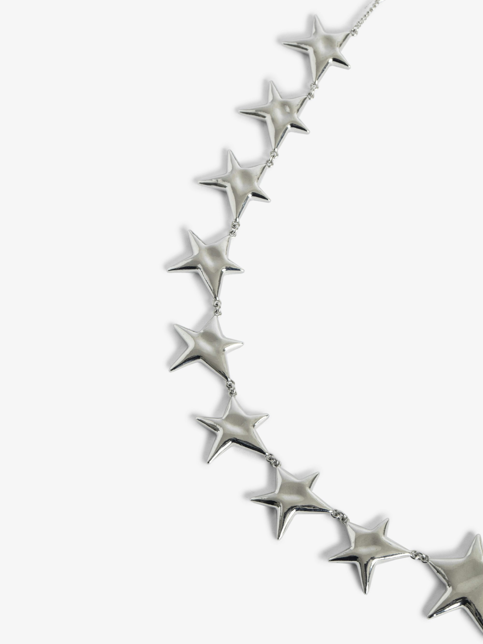 Rock Star Single Necklace - Silver-toned brass star choker necklace.